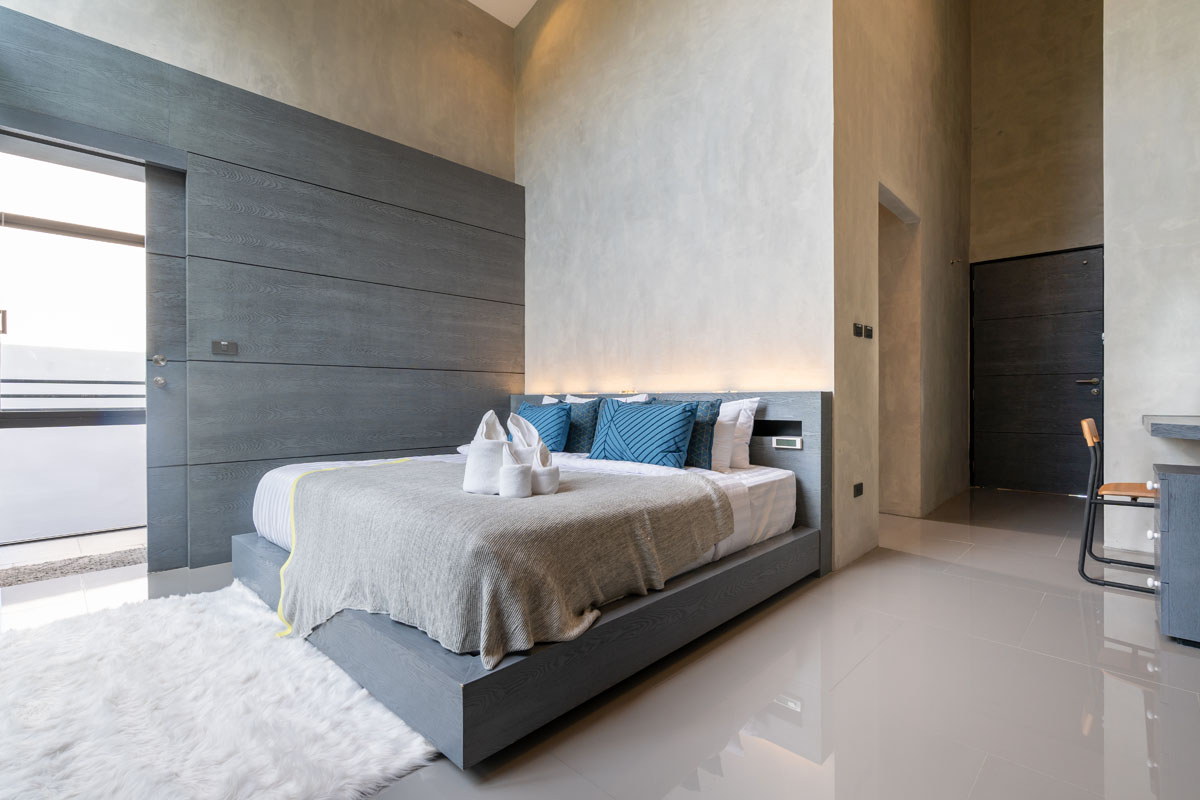 Interior design in modern bedroom