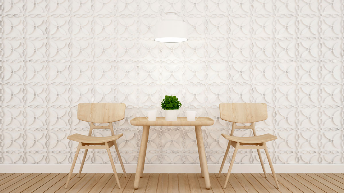 Dining area and wall decorate in coffee shop or restaurant - 3D